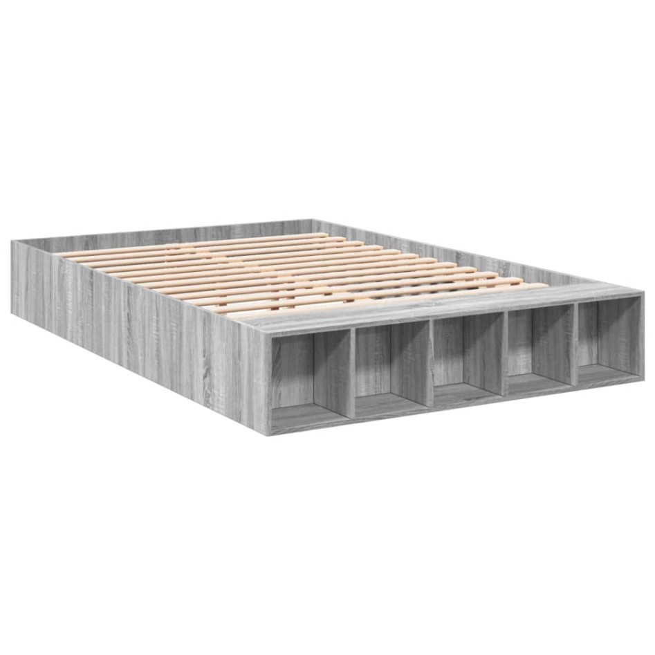 Estructura de cama madera de ingeniería gris Sonoma 160x200