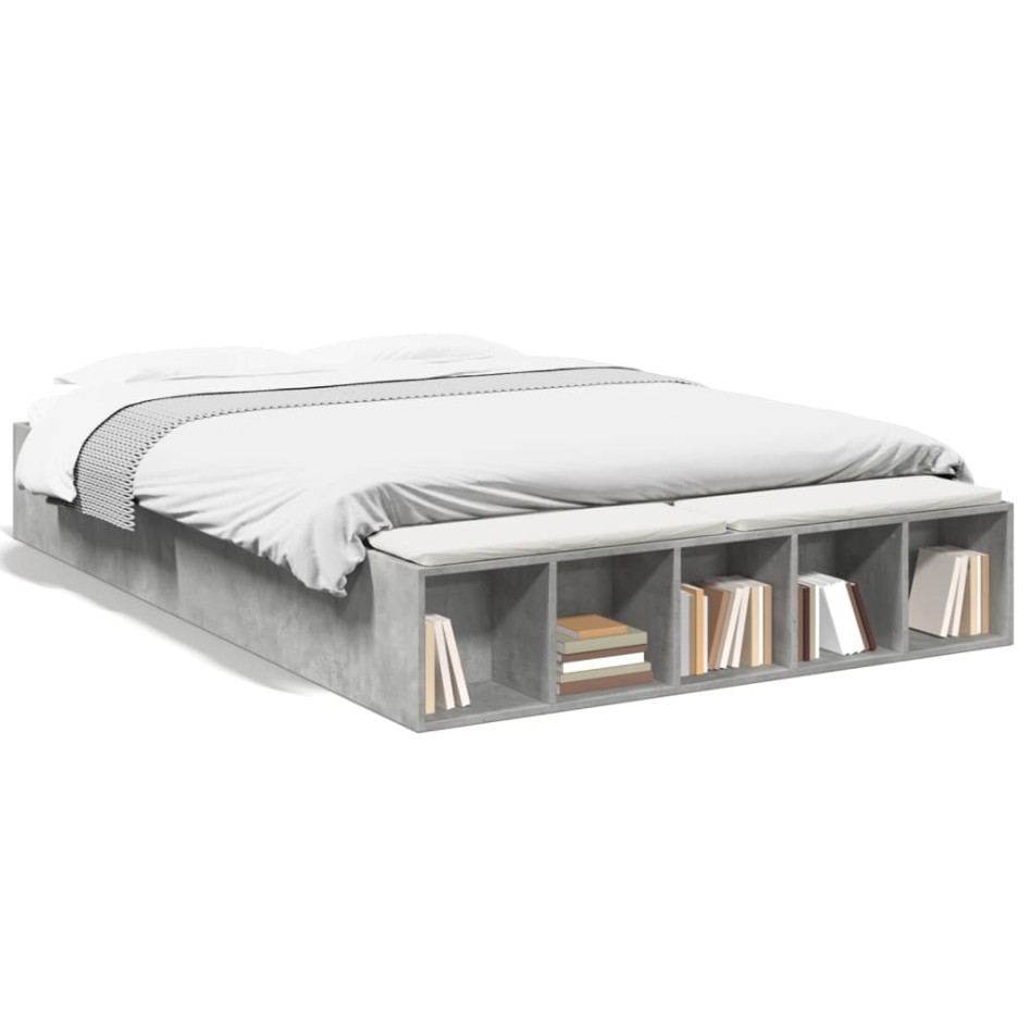 Estructura de cama madera de ingeniería gris hormigón