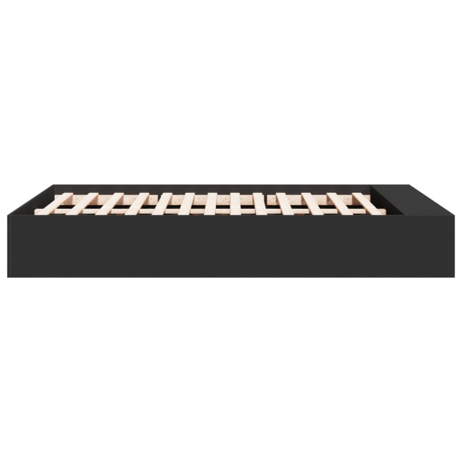 Estructura de cama madera de ingeniería negra 120x190