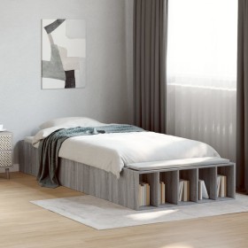 Estructura de cama madera de ingeniería gris Sonoma 90x200