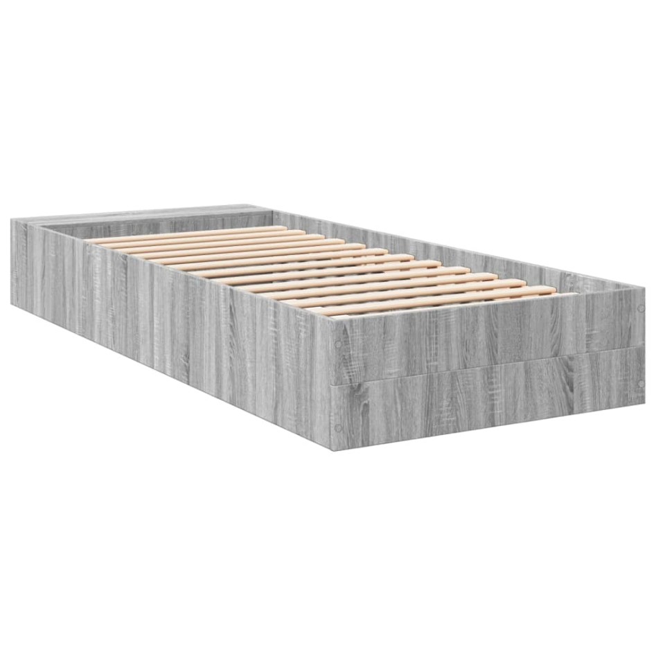 Estructura de cama madera de ingeniería gris Sonoma 90x200