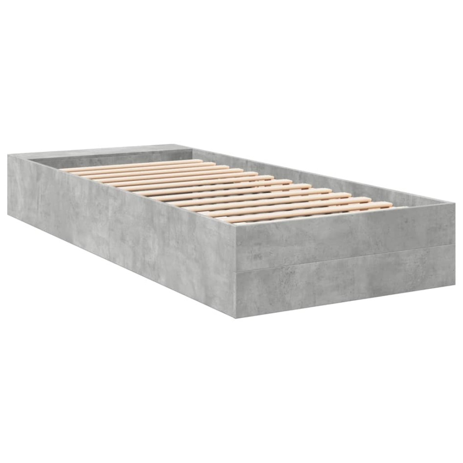 Estructura de cama madera de ingeniería gris hormigón