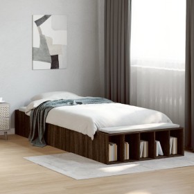 Estructura de cama madera de ingeniería marrón roble 100x200