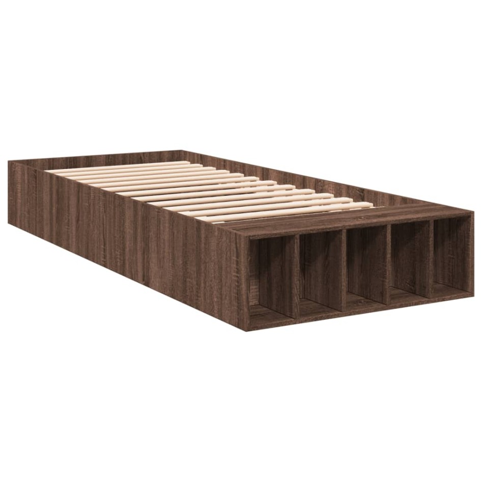 Estructura de cama madera de ingeniería marrón roble 100x200