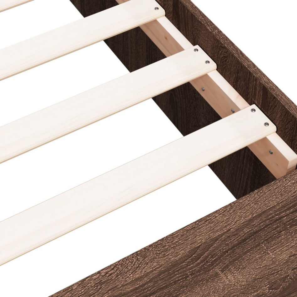 Estructura de cama madera de ingeniería marrón roble 100x200