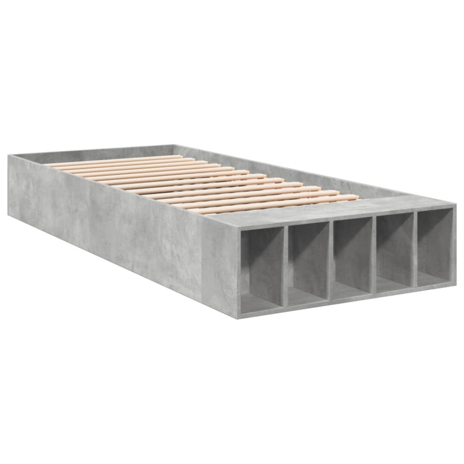 Estructura de cama madera de ingeniería gris hormigón 90x190