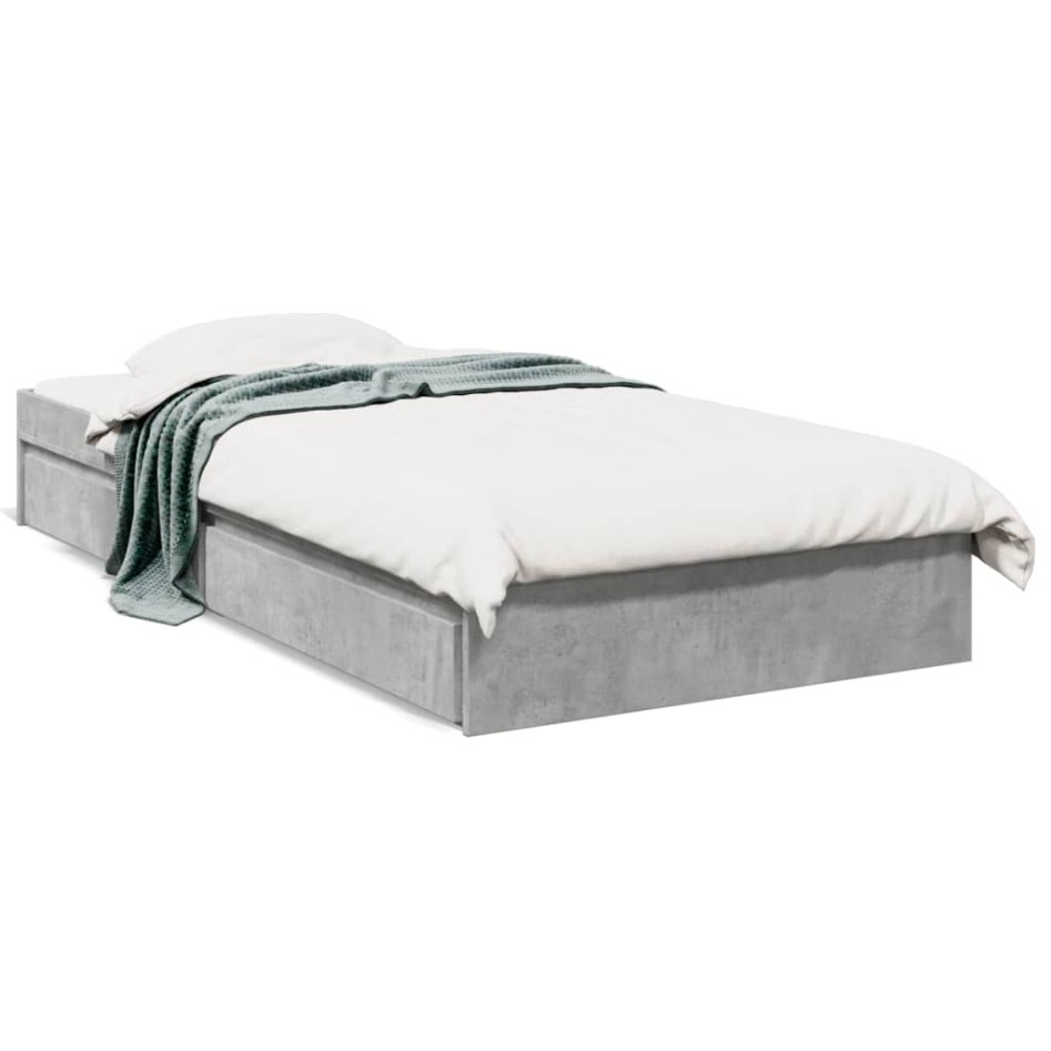 Cama con cajones madera ingeniería gris hormigón 90x190