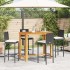 Mesa y taburetes de jardín 5 pzas madera acacia ratán PE