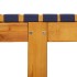 Tumbona de madera maciza de acacia y tela azul