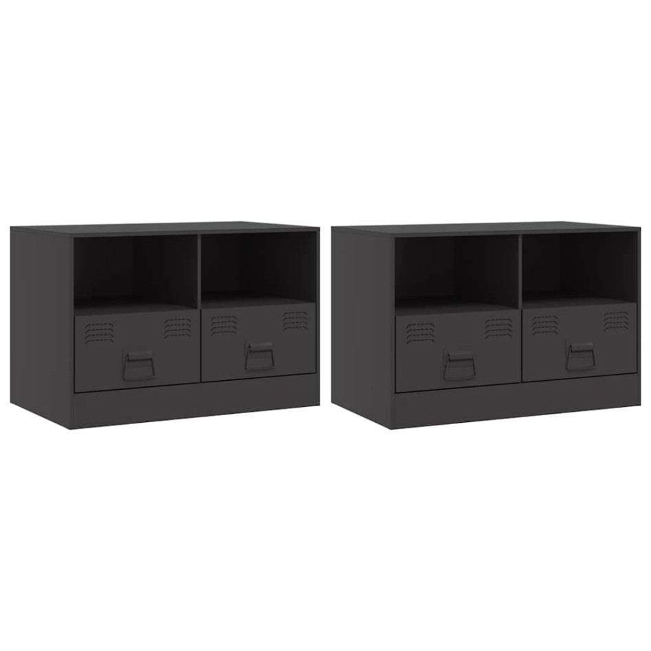Muebles para TV 2 unidades acero negro 67x39x44