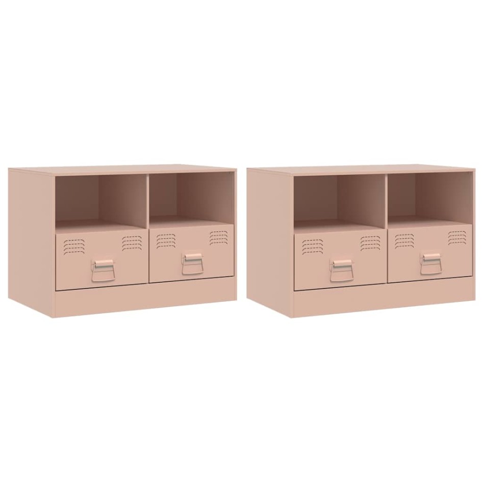 Muebles para TV 2 unidades acero rosa 67x39x44