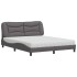 Cama con colchón cuero sintético gris 160x200