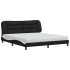Cama con colchón cuero sintético negro y blanco 180x200