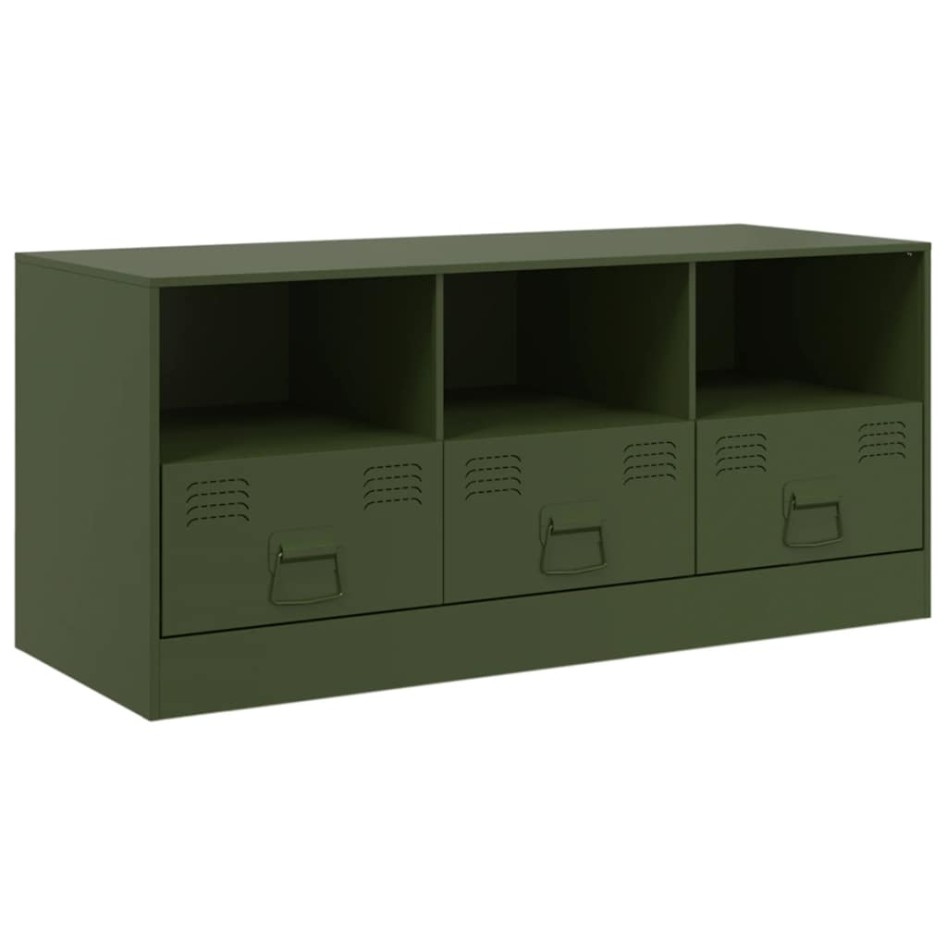 Mueble de TV de acero verde oliva 99x39x44