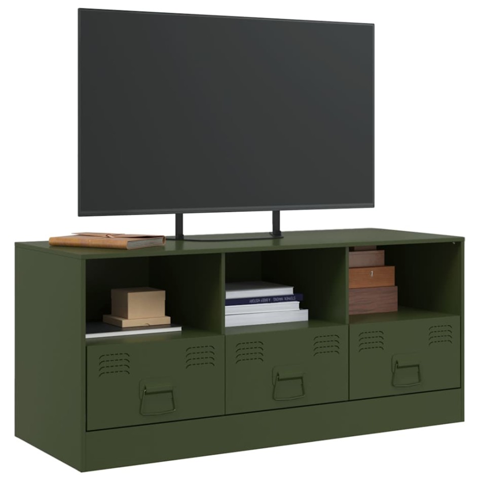 Mueble de TV de acero verde oliva 99x39x44
