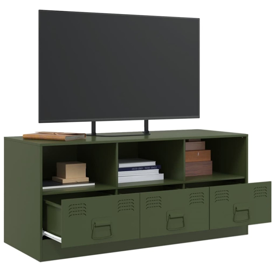 Mueble de TV de acero verde oliva 99x39x44
