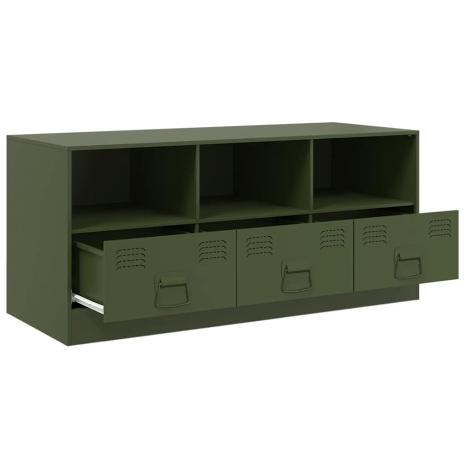 Mueble de TV de acero verde oliva 99x39x44
