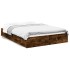 Cama con cajones madera de ingeniería roble ahumado 160x200