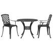 Mesa y sillas de bistró 3 piezas aluminio fundido negro