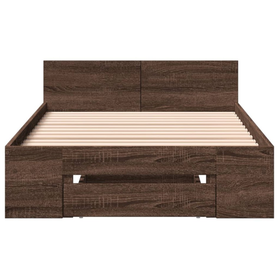 Cama con cajón madera de ingeniería marrón roble 75x190