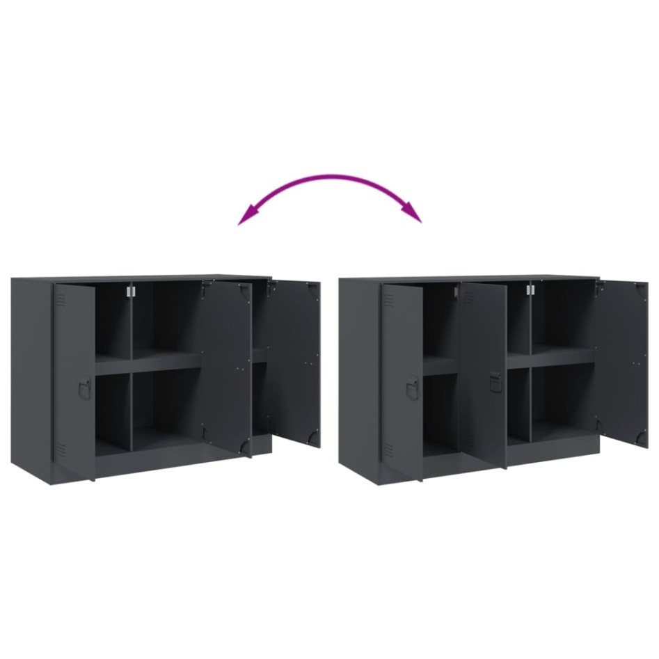 Aparador de acero antracita 99x39x73