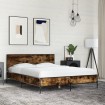 Estructura cama madera ingeniería metal roble ahumado 140x200cm