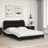 Cama con colchón cuero sintético negro y blanco 140x200