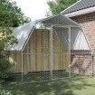 Gallinero con techo y puerta acero galvanizado plateado