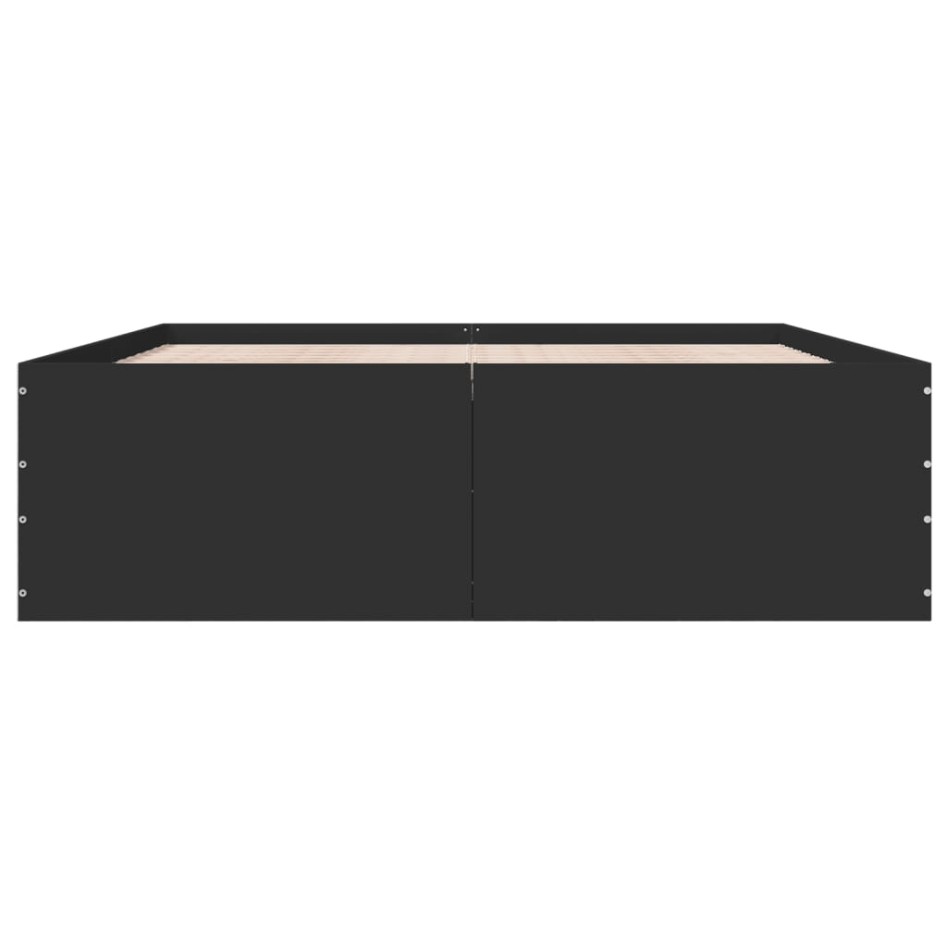 Estructura de cama madera de ingeniería negra 150x200