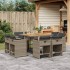 Set comedor jardín 9 pzas y cojines ratán sintético