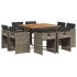 Set comedor jardín 9 pzas y cojines ratán sintético