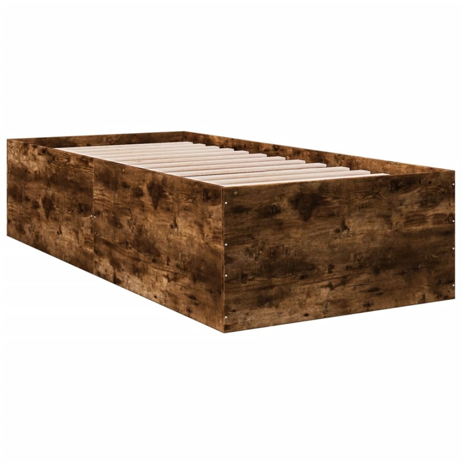 Estructura de cama madera de ingeniería roble humo 100x200