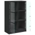 Aparador alto con puertas madera ingeniería negro 68x37x109