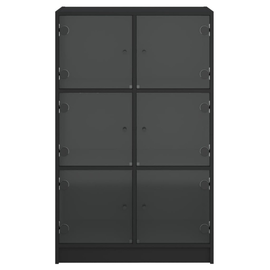 Aparador alto con puertas madera ingeniería negro 68x37x109