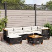 Set de sofás de jardín 7 pzas con cojines ratán sintético negro