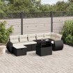 Set de sofás de jardín 8 piezas y cojines ratán sintético negro
