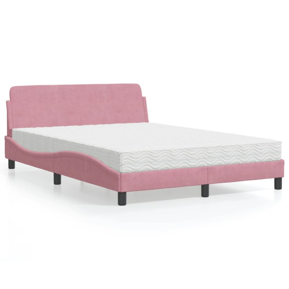 Cama con colchón terciopelo rosa 120x200