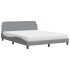 Cama con colchón de tela gris claro 160x200