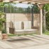 Banco columpio con cojines ratán sintético beige 119x56x48