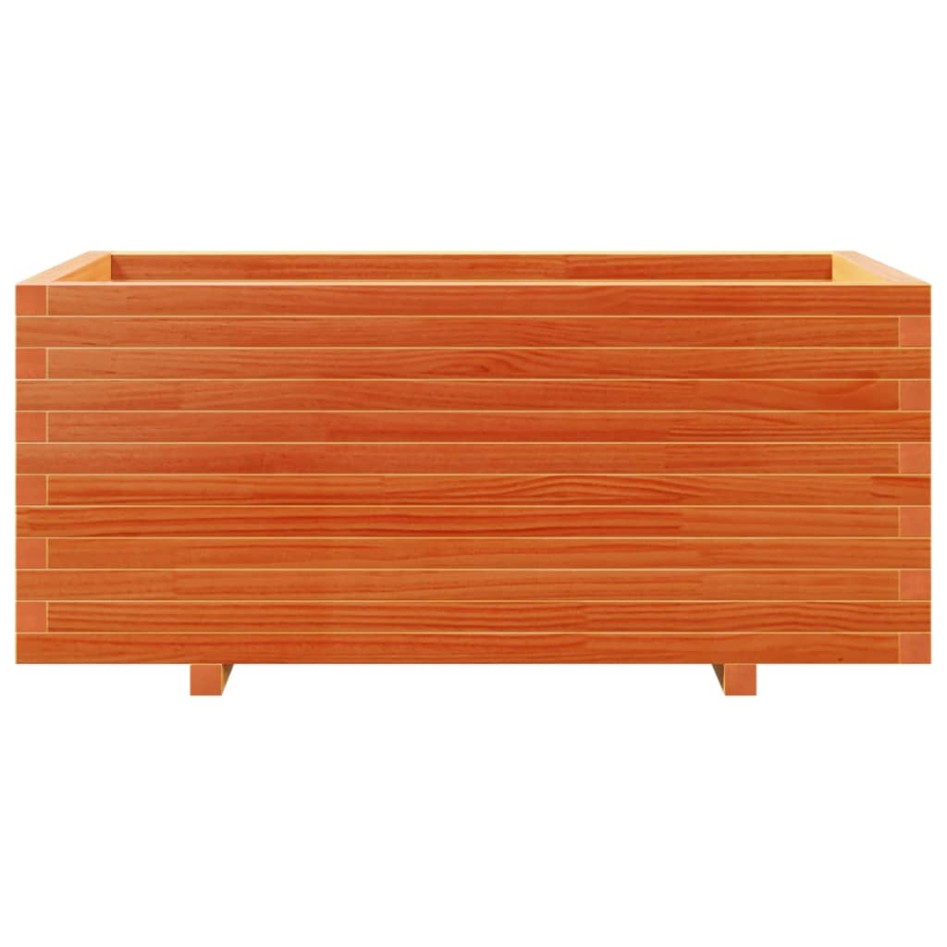 Jardinera madera maciza de pino marrón cera 110x60x49,5