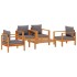 Set de sofás de jardín con cojines 5 pzas madera maciza