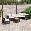 Set de sofás de jardín 7 pzas con cojines ratán sintético negro