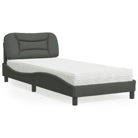 Cama con colchón tela gris oscuro 80x200