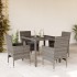 Set comedor jardín 5 pzas y cojines ratán sintético vidrio