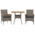 Set de comedor jardín 3 pzas con cojines ratán PE acacia