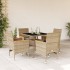 Set comedor jardín 5 pzas cojines ratán sintético vidrio