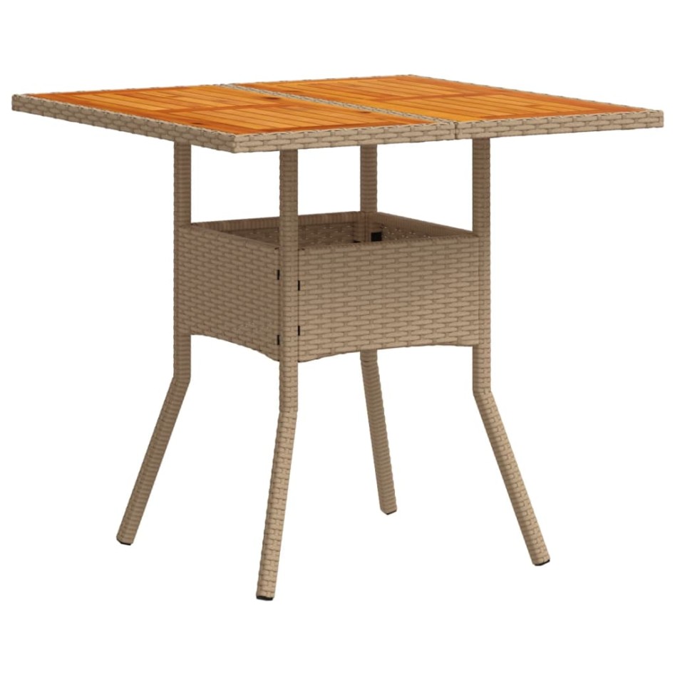 Set de comedor jardín 3 pzas con cojines ratán PE acacia