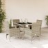 Set comedor jardín 5 pzas y cojines ratán PE vidrio gris