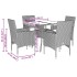 Set comedor jardín 5 pzas y cojines ratán PE vidrio gris