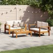 Set de sofás de jardín con cojines 3 pzas madera maciza acacia